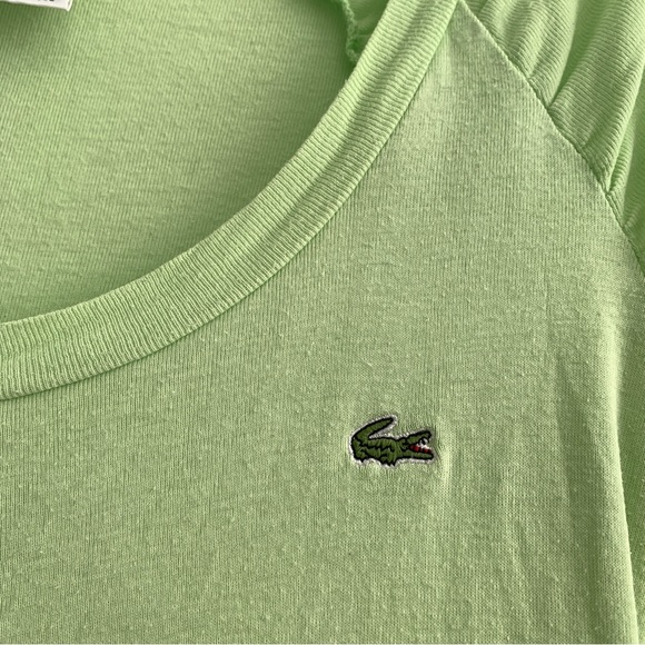 LACOSTE vintage pastel lime green short sleeve top tee t-shirt size 34 cotton - Picture 7 of 9